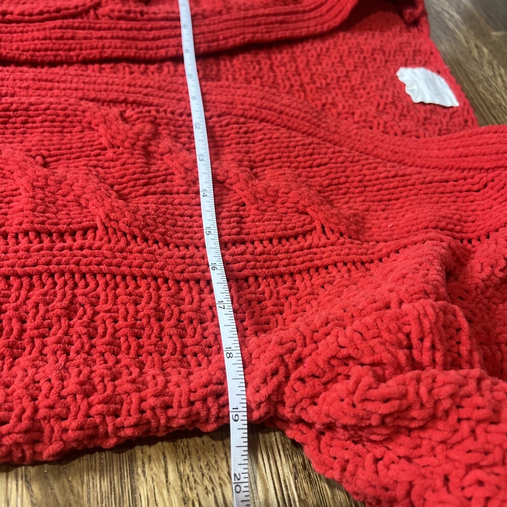 Harper Heritage Women’s Size Large Red Chunky Knit Grandma Cardigan Sweater - Picture 3 of 6